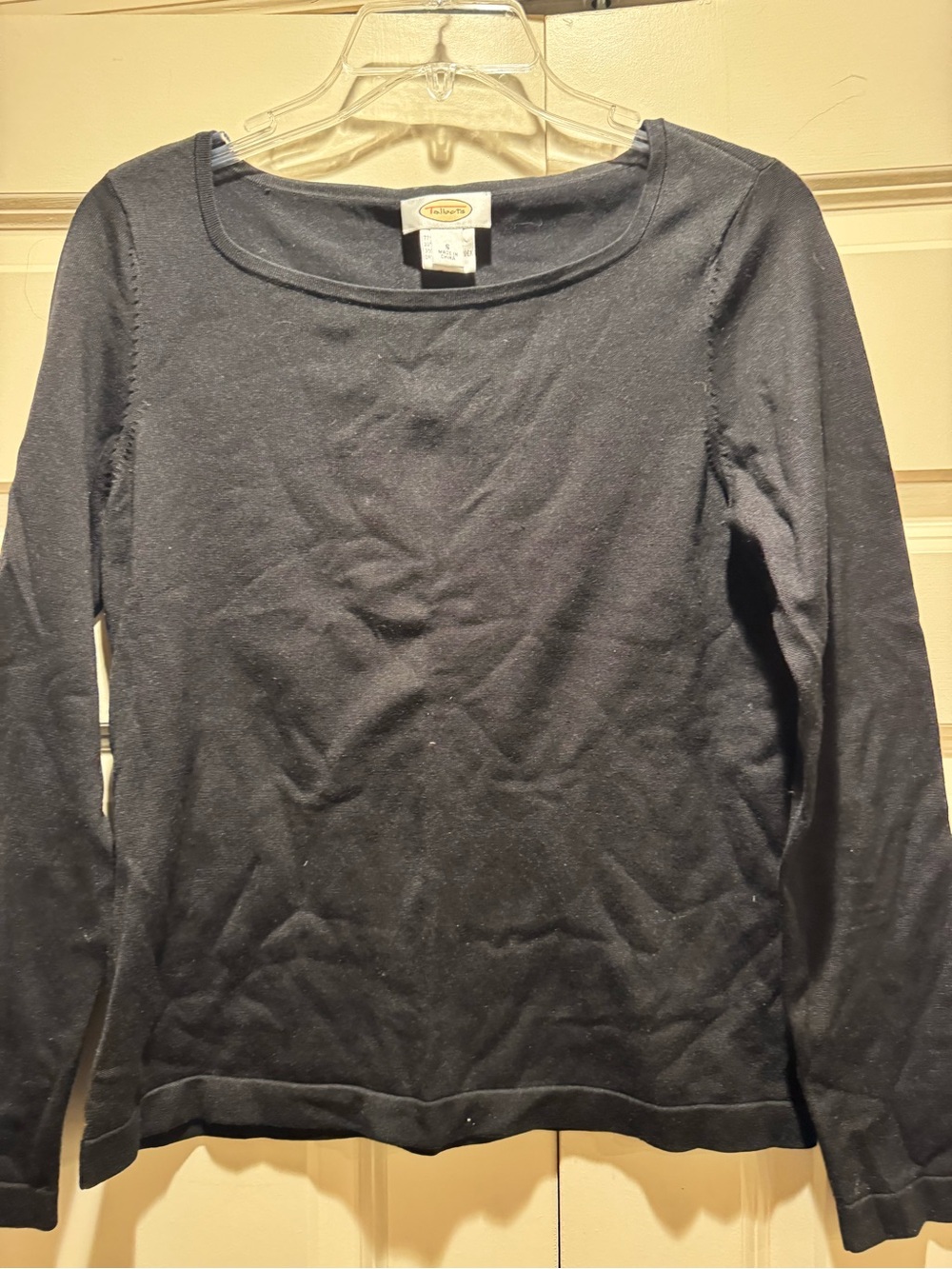 Talbots Black Crewneck Silk Long Sleeve Sweater Small